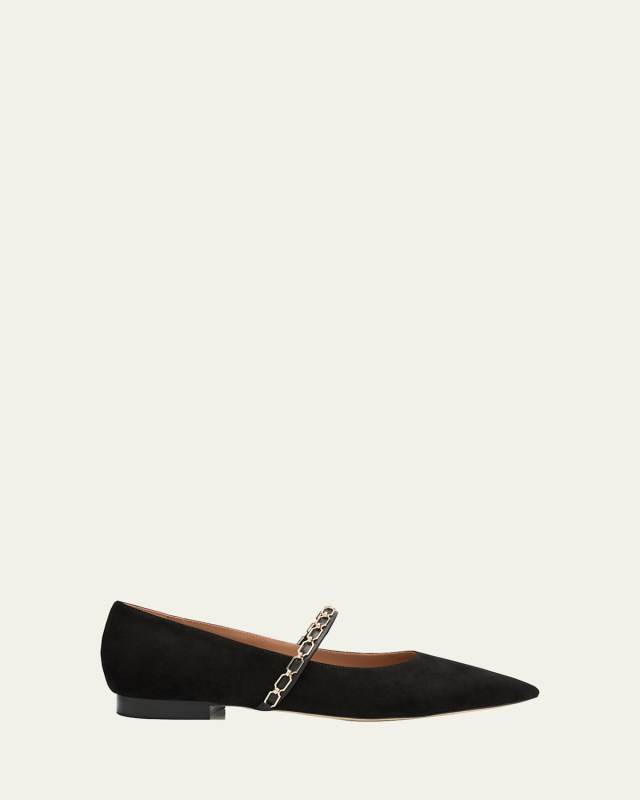 Virna Suede Mary Jane Chain Ballerina Flats